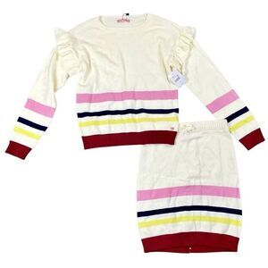 New! NWT BCBG Girls Striped Sweater Skirt Set XL